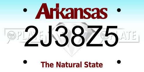 2J38Z5 Arkansas License Plate