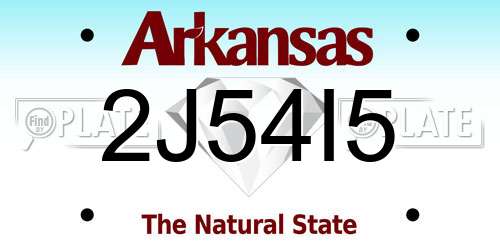2J54I5 Arkansas License Plate