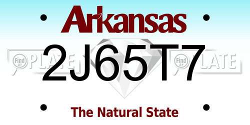 2J65T7 Arkansas License Plate