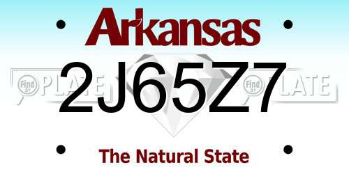2J65Z7 Arkansas License Plate