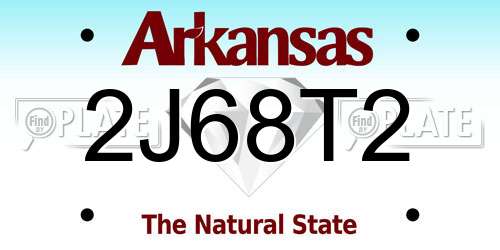 2J68T2 Arkansas License Plate