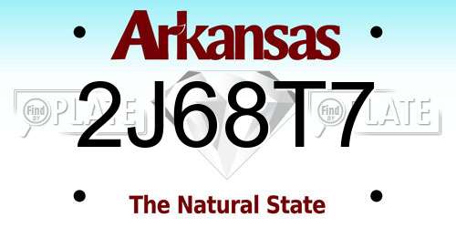 2J68T7 Arkansas License Plate