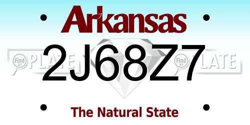 2J68Z7 Arkansas License Plate