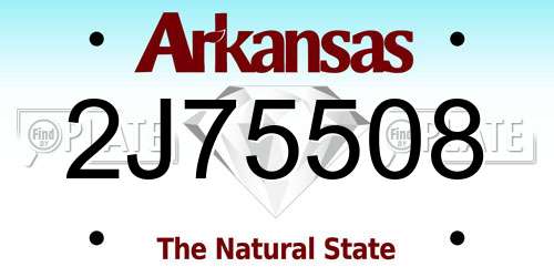 2J75508 Arkansas License Plate