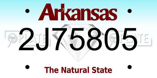 2J75805 Arkansas License Plate