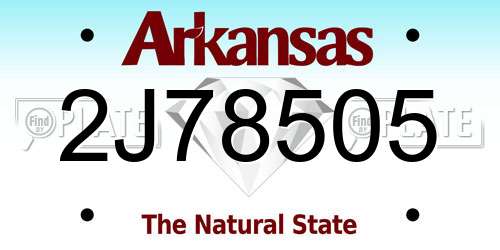 2J78505 Arkansas License Plate