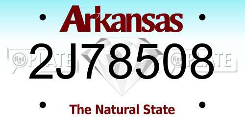 2J78508 Arkansas License Plate