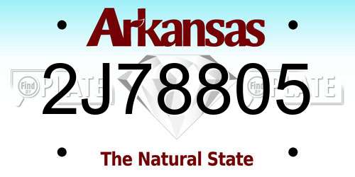 2J78805 Arkansas License Plate