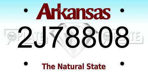 2J78808 Arkansas License Plate
