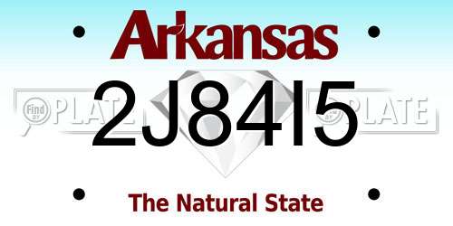 2J84I5 Arkansas License Plate