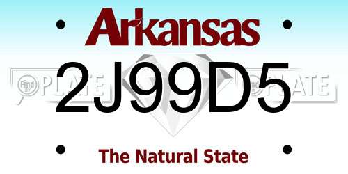 2J99D5 Arkansas License Plate