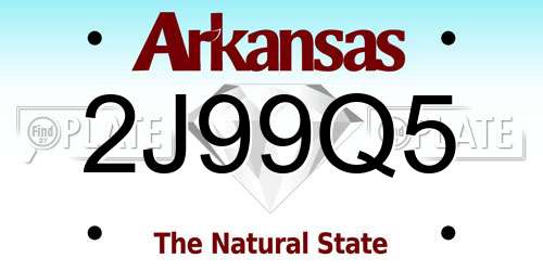 2J99Q5 Arkansas License Plate