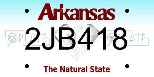2JB418 Arkansas License Plate