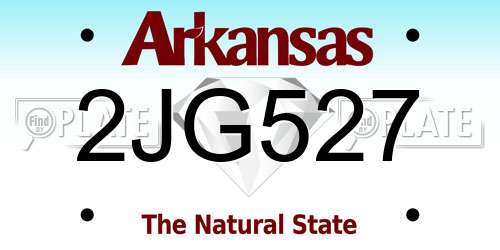 2JG527 Arkansas License Plate