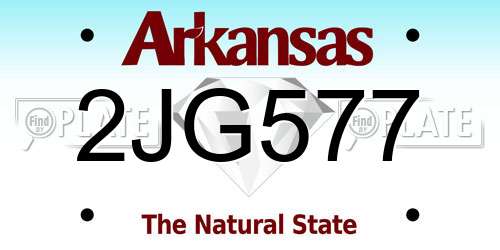 2JG577 Arkansas License Plate