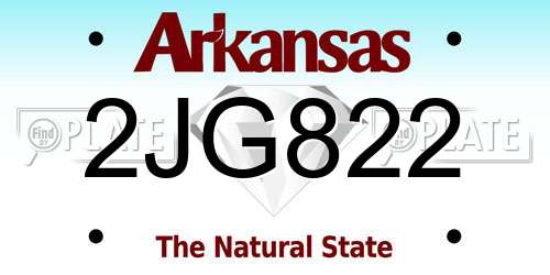 2JG822 Arkansas License Plate