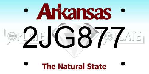 2JG877 Arkansas License Plate