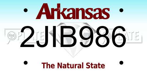 2JIB986 Arkansas License Plate