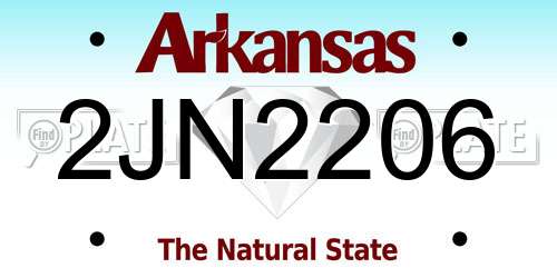 2JN2206 Arkansas License Plate