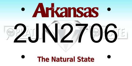 2JN2706 Arkansas License Plate