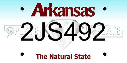 2JS492 Arkansas License Plate