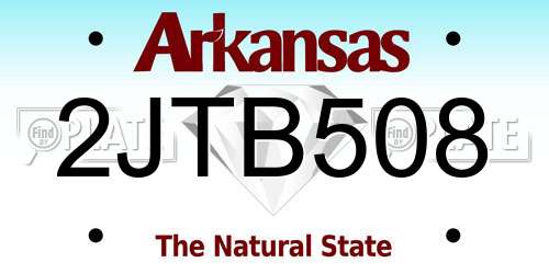 2JTB508 Arkansas License Plate