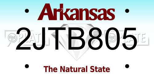 2JTB805 Arkansas License Plate