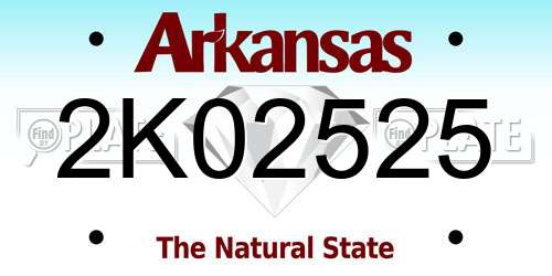 2K02525 Arkansas License Plate