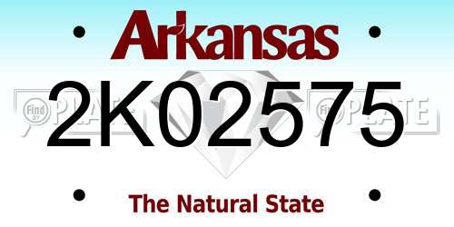 2K02575 Arkansas License Plate
