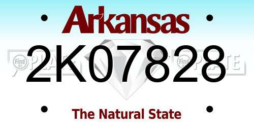 2K07828 Arkansas License Plate