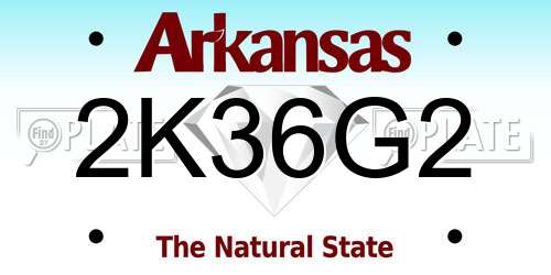 2K36G2 Arkansas License Plate