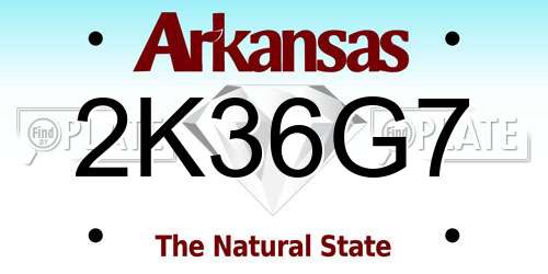2K36G7 Arkansas License Plate