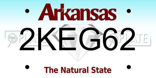 2KEG62 Arkansas License Plate