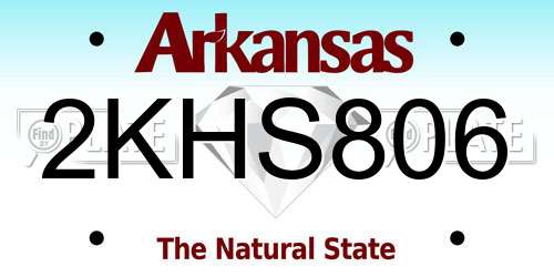 2KHS806 Arkansas License Plate