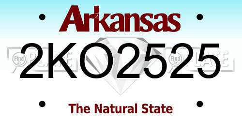 2KO2525 Arkansas License Plate