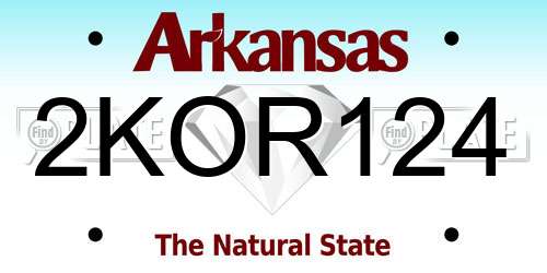 2KOR124 Arkansas License Plate