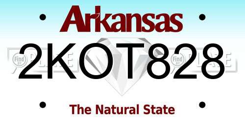 2KOT828 Arkansas License Plate