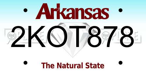 2KOT878 Arkansas License Plate
