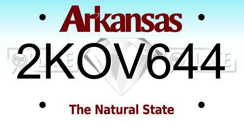 2KOV644 Arkansas License Plate