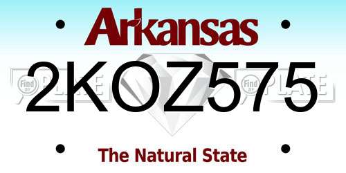 2KOZ575 Arkansas License Plate