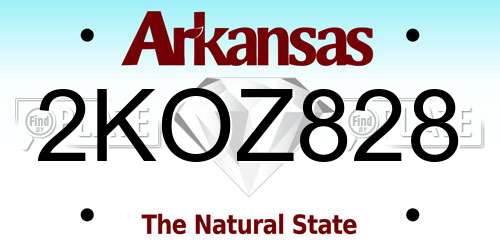 2KOZ828 Arkansas License Plate