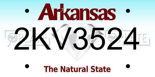 2KV3524 Arkansas License Plate