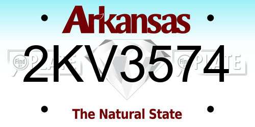2KV3574 Arkansas License Plate