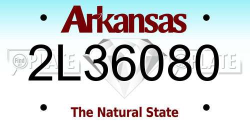 2L36080 Arkansas License Plate