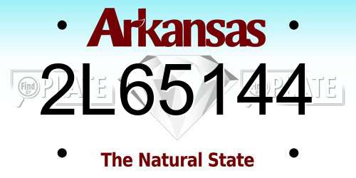 2L65144 Arkansas License Plate