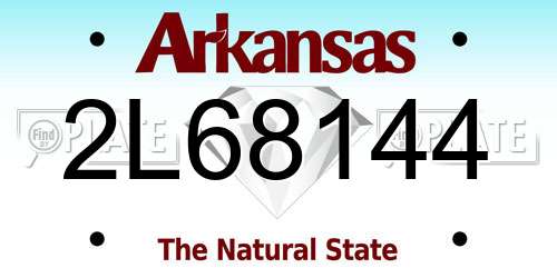 2L68144 Arkansas License Plate