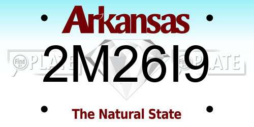 2M26I9 Arkansas License Plate
