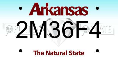 2M36F4 Arkansas License Plate