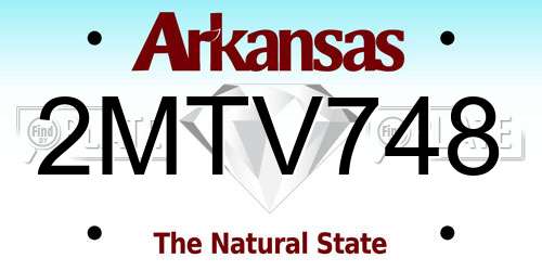 2MTV748 Arkansas License Plate