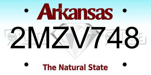 2MZV748 Arkansas License Plate
